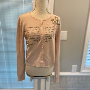 Artwork London Cashmere Cardigan Sweater Button Blush Pink Artsy Art to Wear HTF